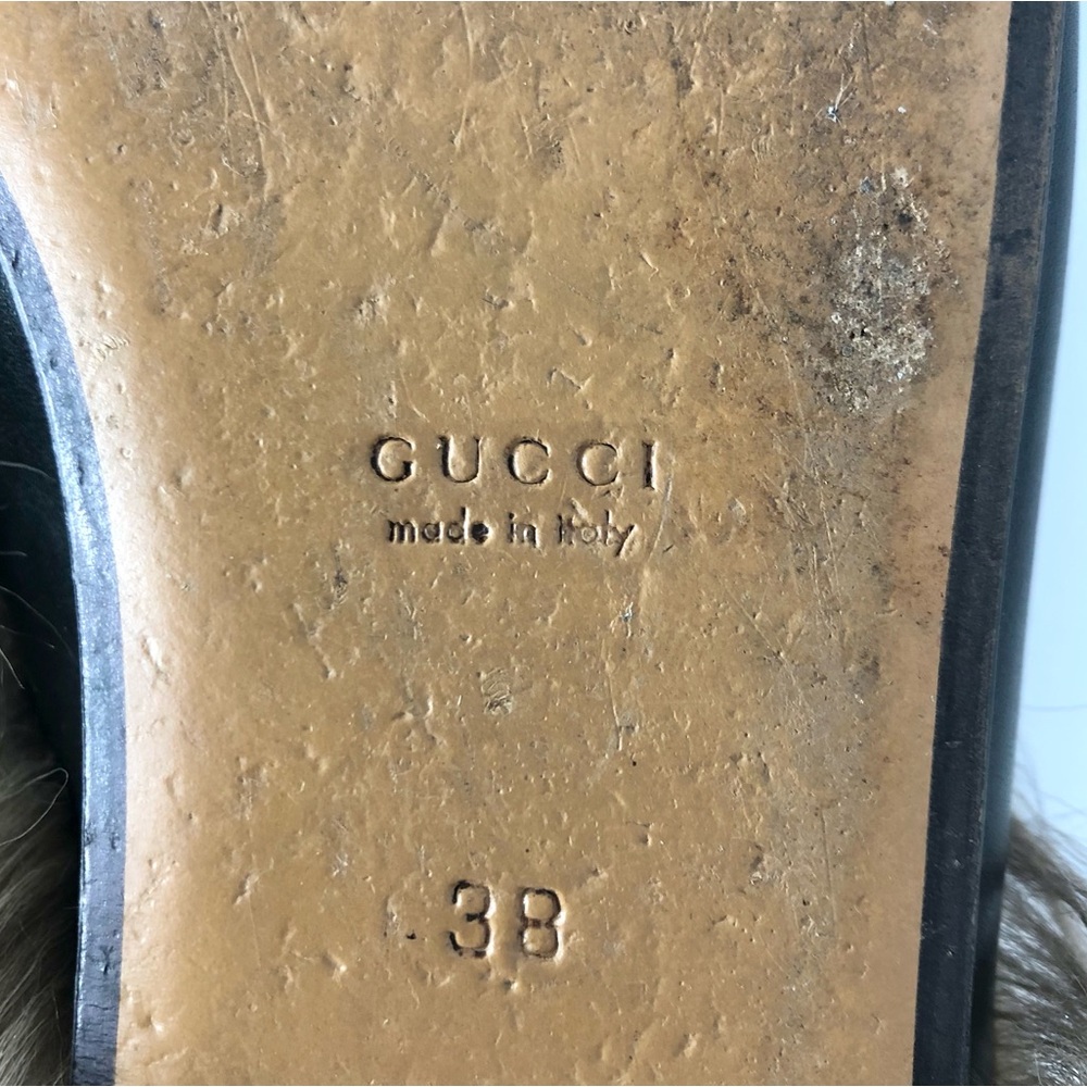 Gucci Horsebit Princetown Black Leather Fur Slip On Mule Loafers 38 - Picture 7 of 7